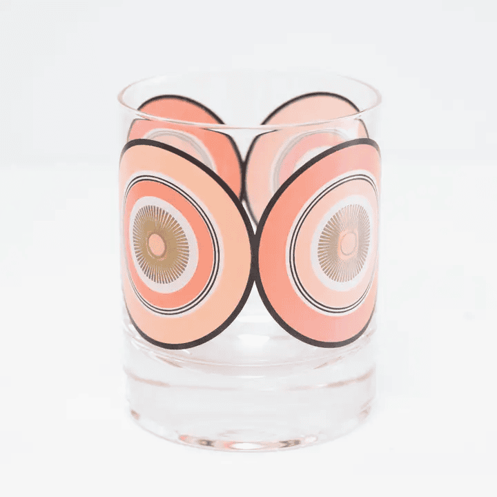 Pink Circles Vintage Whiskey Glass - Shelburne Country Store