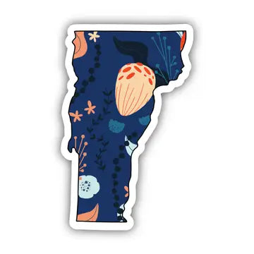 Vermont Blue Floral Abstract Sticker