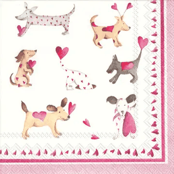 Love Heart Dog Cocktail Napkins - Shelburne Country Store