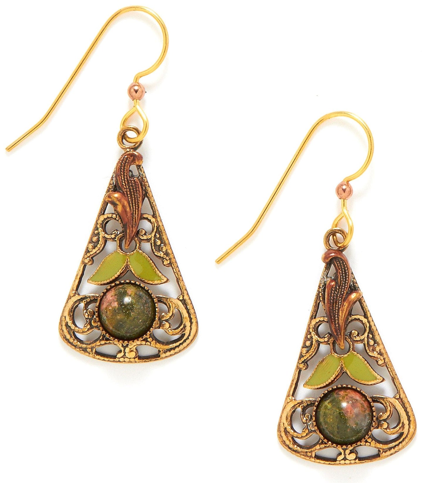 Silver Forest Filigree Triangle Shape Dangle Earrings - Shelburne Country Store