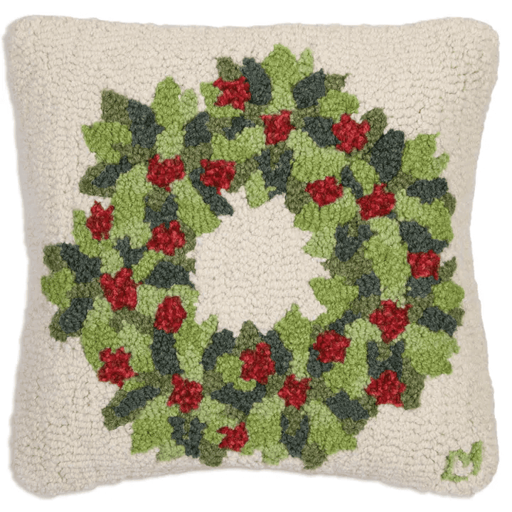 Berries and Leaves Wreath Pillow - Shelburne Country Store