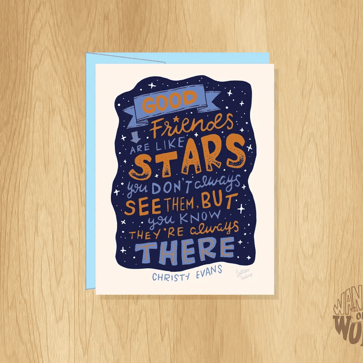 Hand-Lettered Friends Like Stars Friendship Card - Shelburne Country Store