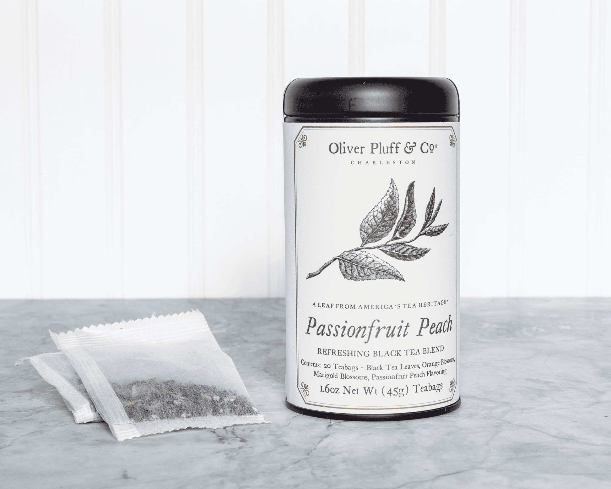 Oliver Pluff & Co. - Passionfruit Peach - 20 Teabags Tin - Shelburne Country Store