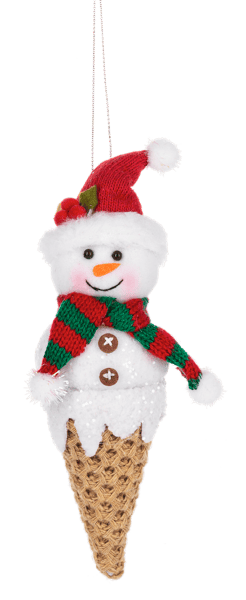 Ice Cream Snowman Stuffed Ornament - Red Hat - Shelburne Country Store