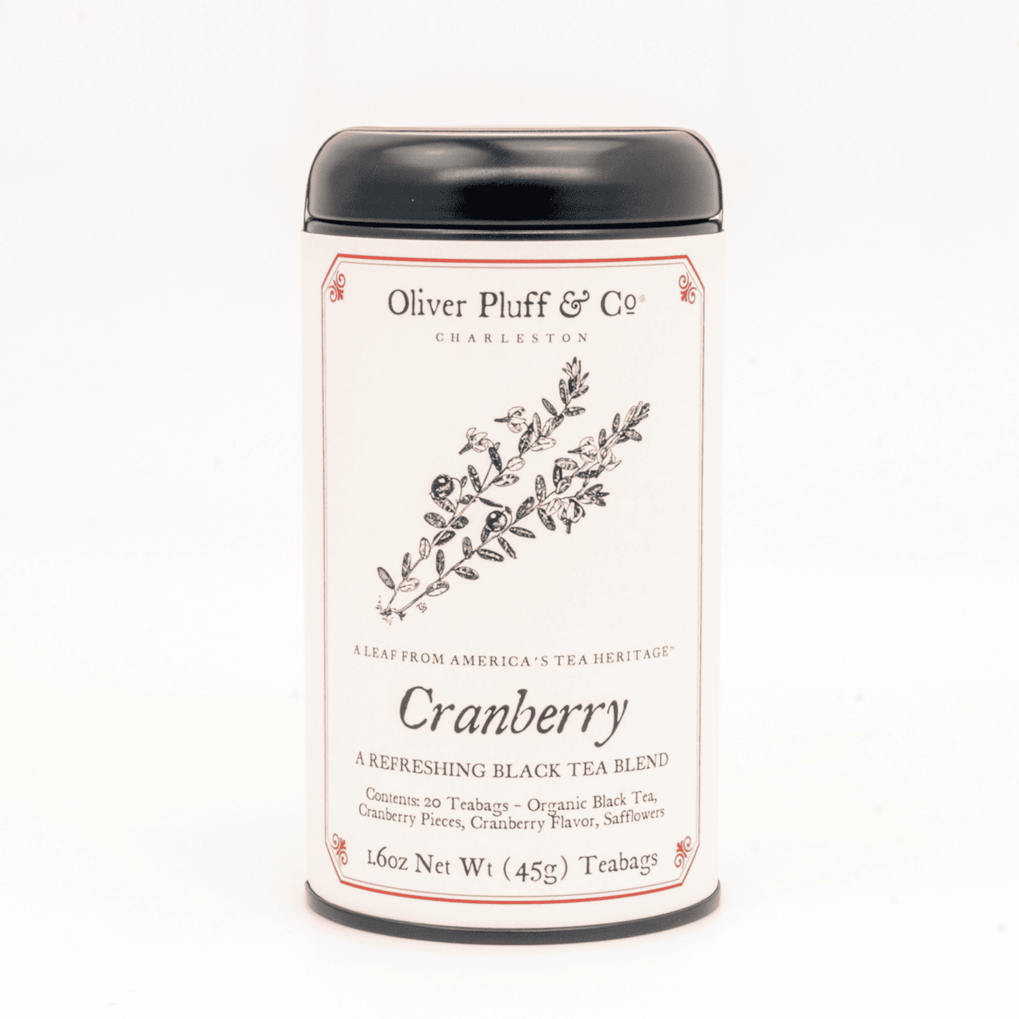Oliver Pluff & Co. - Cranberry - 20 Teabags Tin - Shelburne Country Store