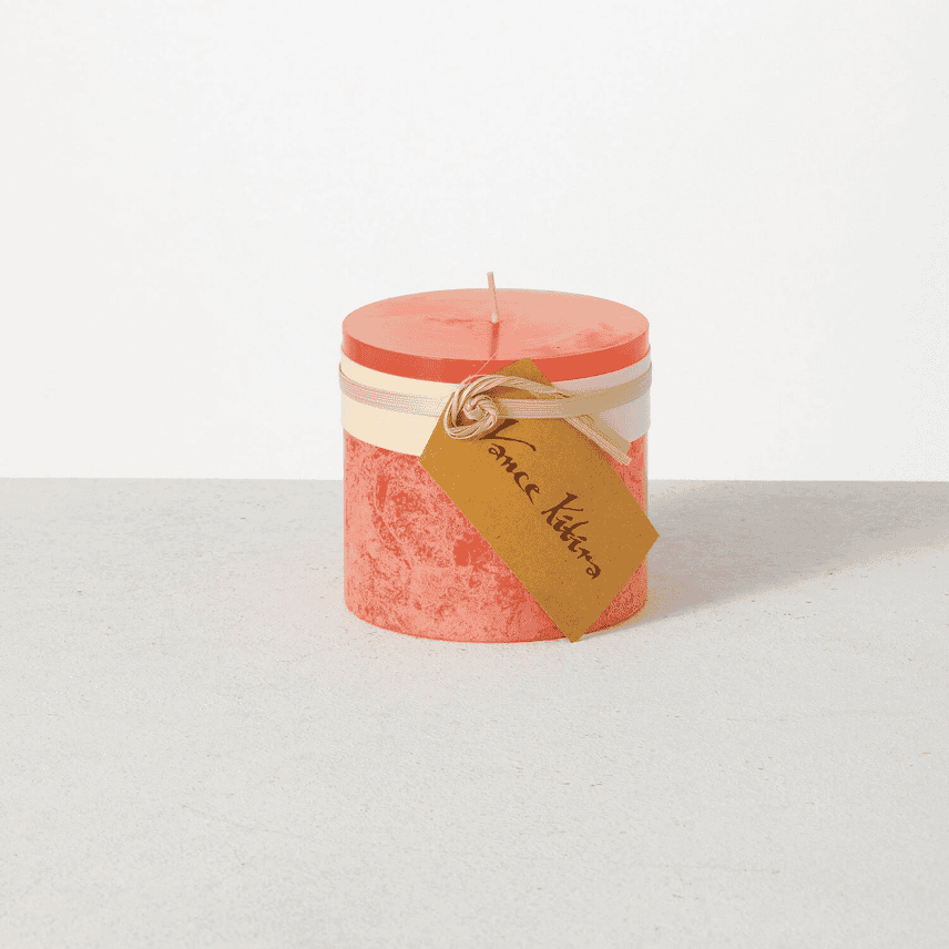 Timber Pillar Candle (3.3") Coral - Shelburne Country Store