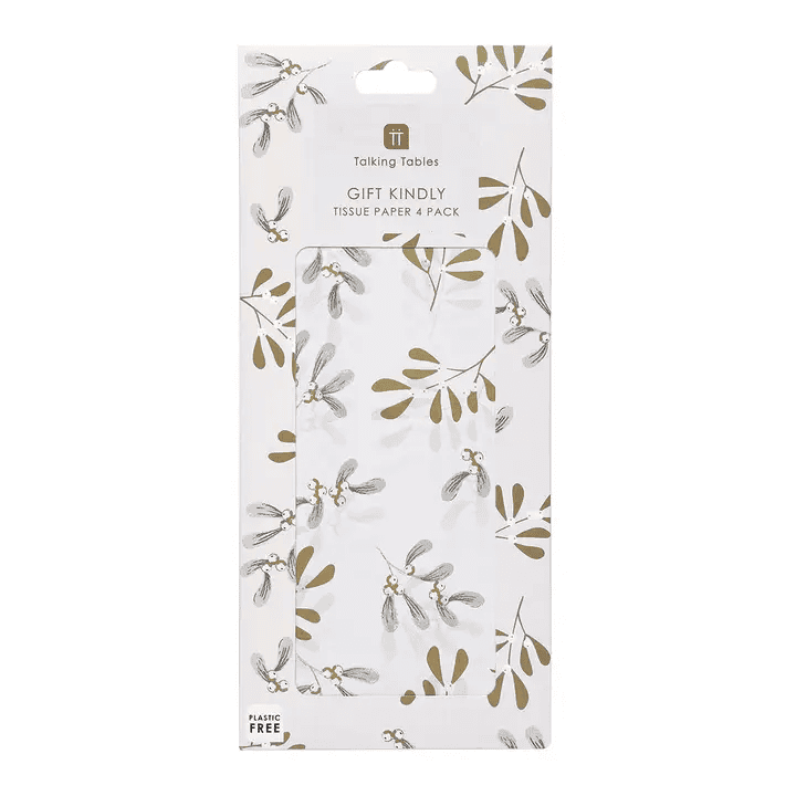 Mistletoe White Christmas Tissue Paper - 4 Sheets - Shelburne Country Store