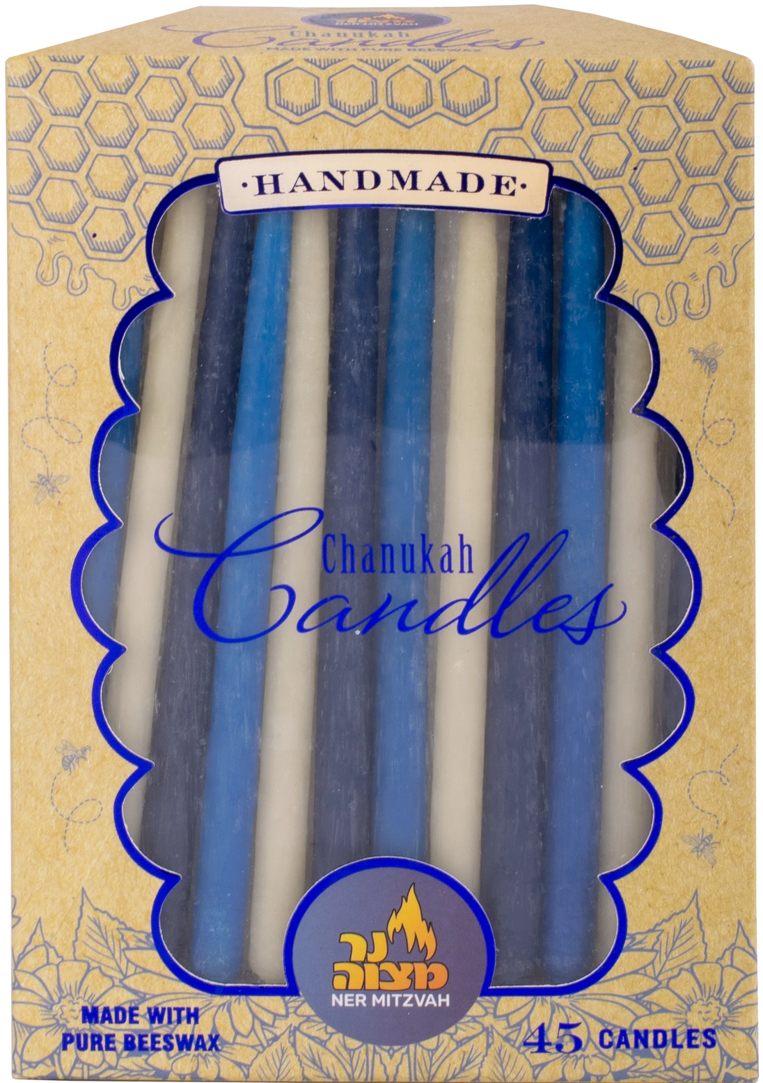 Chanukah Candles Blue & White Beeswax - 45 Pack - Shelburne Country Store