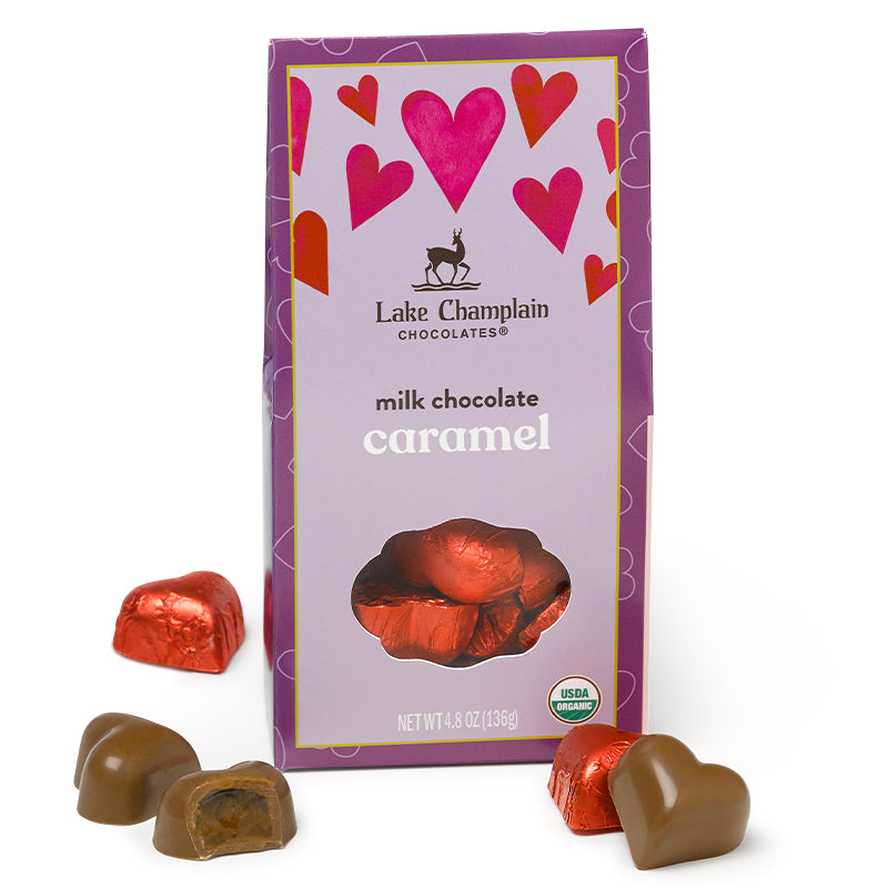 Milk Chocolate Caramel Hearts 4.8oz Box