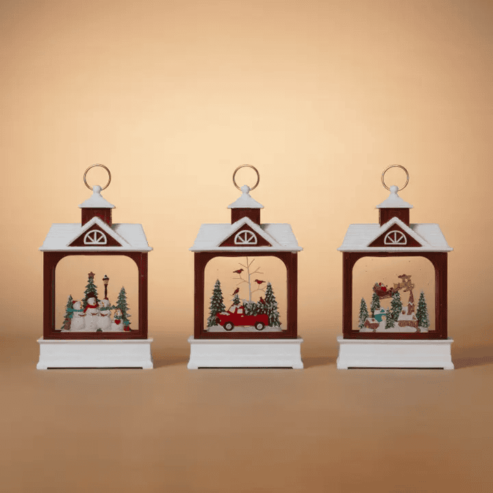 10.6" Lighted Spinning Globe - Red Truck - Shelburne Country Store