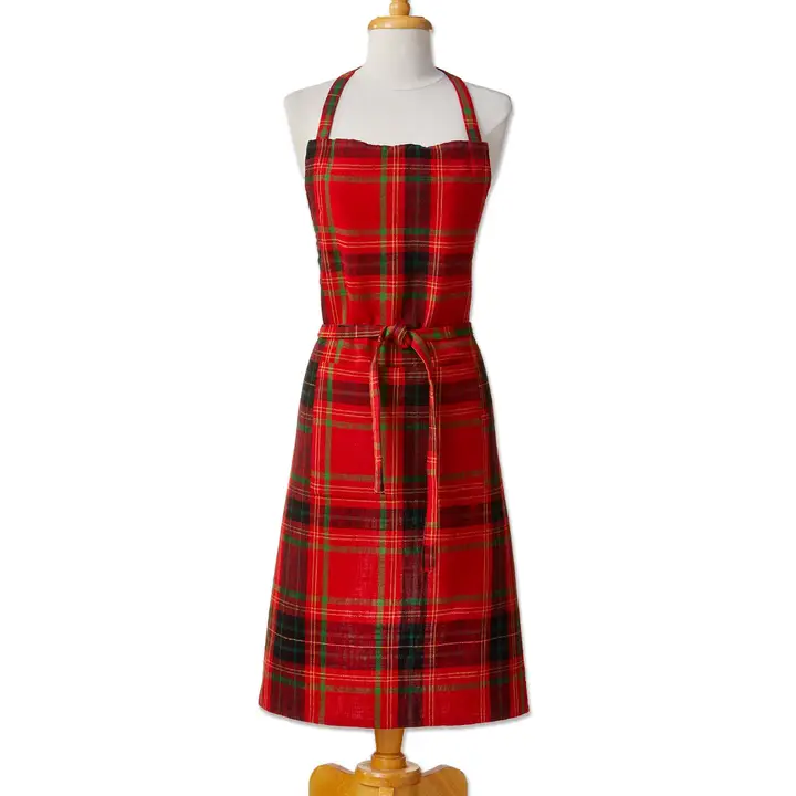 Plaid Red Multi Cotton Apron - Shelburne Country Store