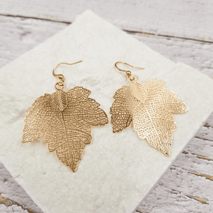 Gold Fall Maple Leaf Earrings - Shelburne Country Store
