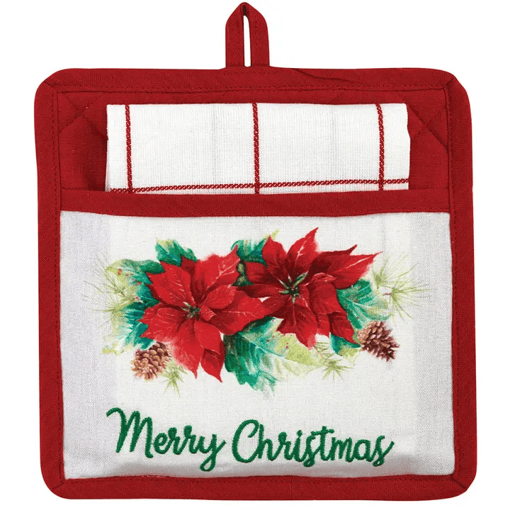 Poinsettia Pine Pocket Potholder Set - Shelburne Country Store