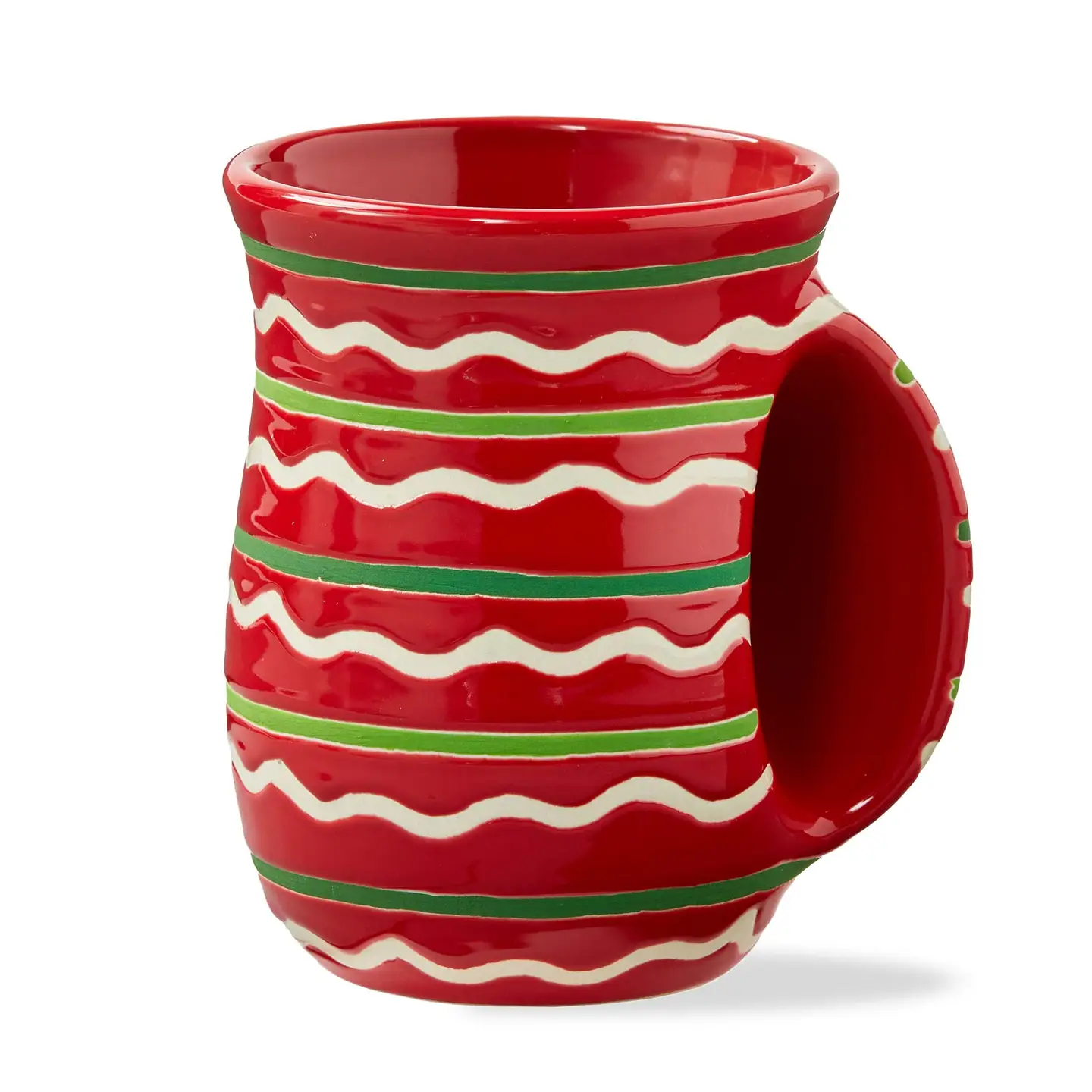 Festive Stripe Red Right Handwarmer Mug - Shelburne Country Store