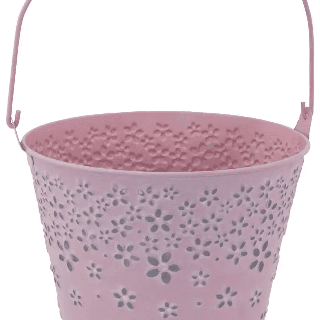 Pink Flower Metal Bucket 7" - Shelburne Country Store