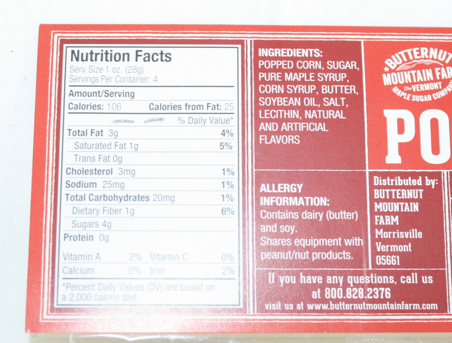 Butternut VT Maple Popcorn - 4oz Bag - Shelburne Country Store