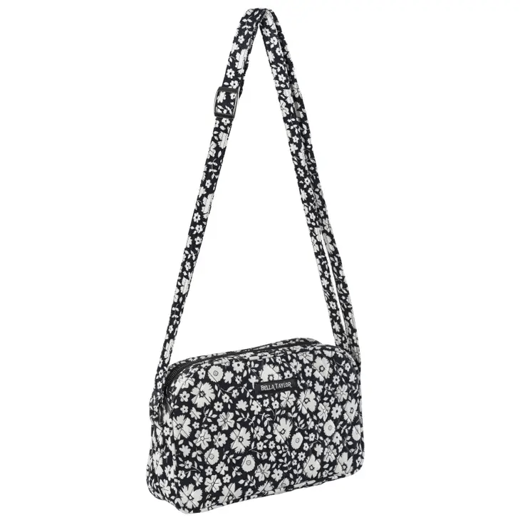 Bicolor Floral Black Simple Crossbody - Shelburne Country Store