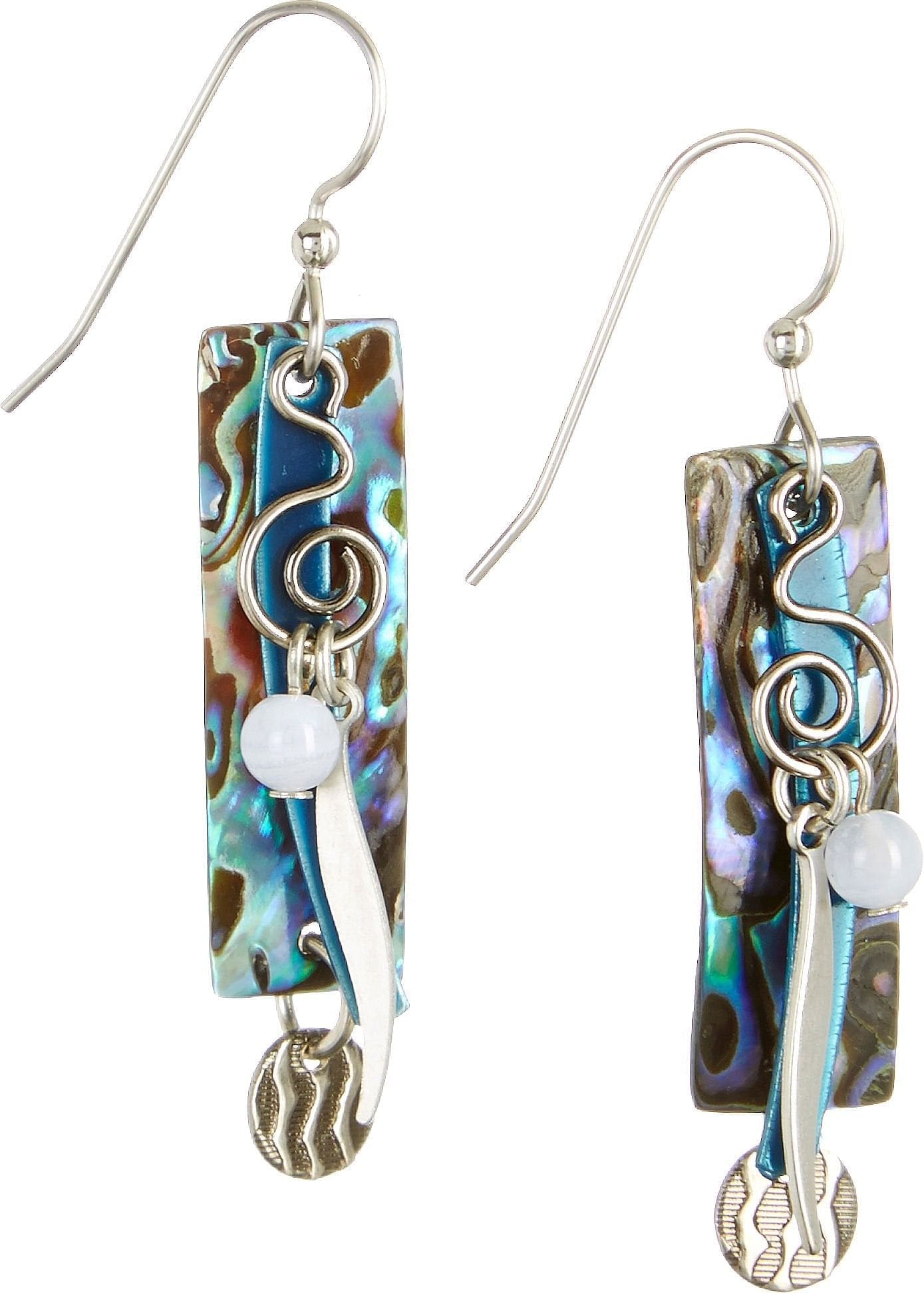 Silver Forest Abalone Rectangle Blue Earrings One Size Blue/Silver Tone - Shelburne Country Store