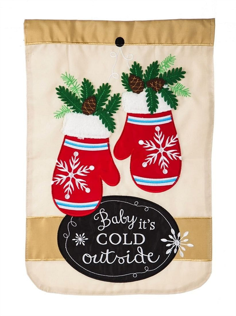 Baby It's Cold Mittens Garden Applique Flag - Shelburne Country Store