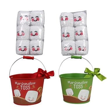 Tin Bucket Toss with 6 Plush Marshmallows - - Shelburne Country Store
