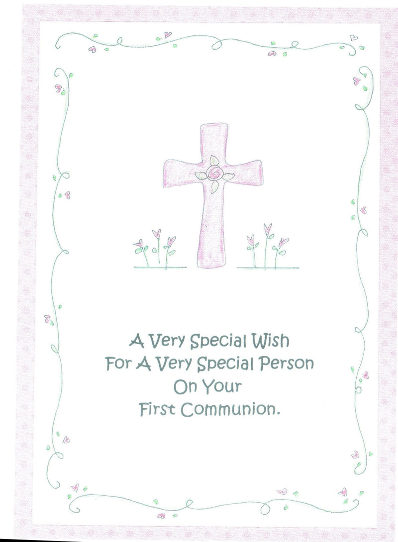 Pink Cross First Communion Card - Shelburne Country Store