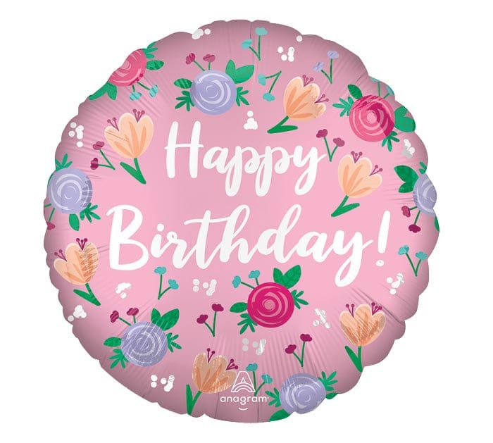 17" Happy Birthday Peony Balloon - Shelburne Country Store