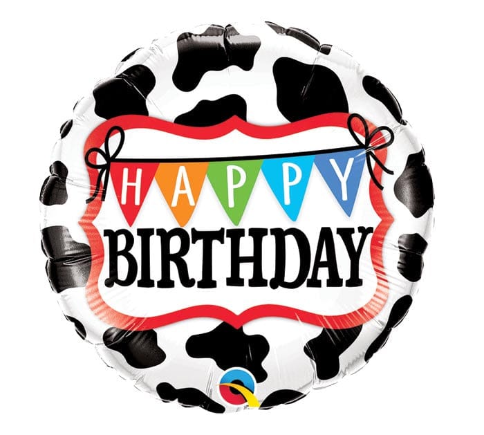 18" Holstein Cow Pattern Birthday Balloon - Shelburne Country Store
