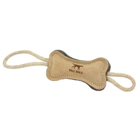 Natural Leather & Wool Bone Tug Toy - 16" - Shelburne Country Store