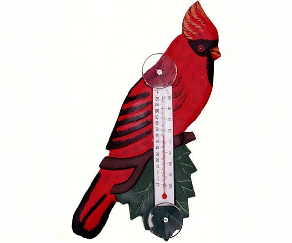 Cardinal on Branch Small Window Thermometer - Shelburne Country Store