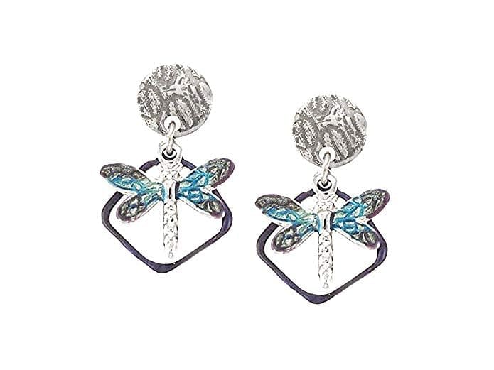 Blue Dragonfly Post Top Earrings Grey - Shelburne Country Store