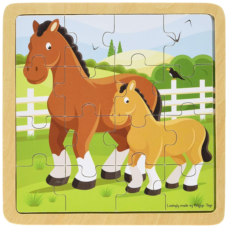 16 Piece Wooden Puzzle - Horse and Foal - Shelburne Country Store