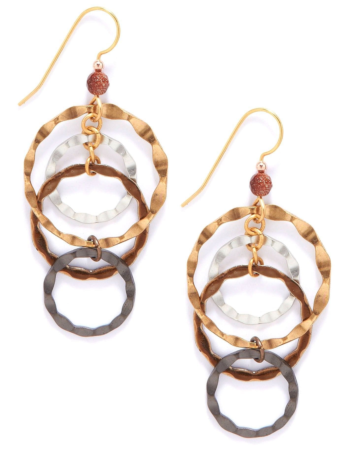 Silver Forest Wavy Circle Linked Dangle Earrings Shelburne Country Store