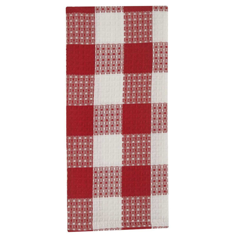 Wicklow Check Waffle Dishtowel - Red & Cream - Shelburne Country Store
