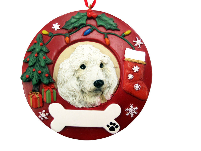 Dog Breed Wreath Ornament - Poodle, White - Shelburne Country Store