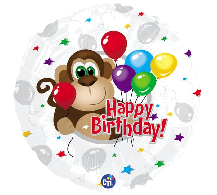 18" Happy Birthday Balloon With Monkey - Shelburne Country Store