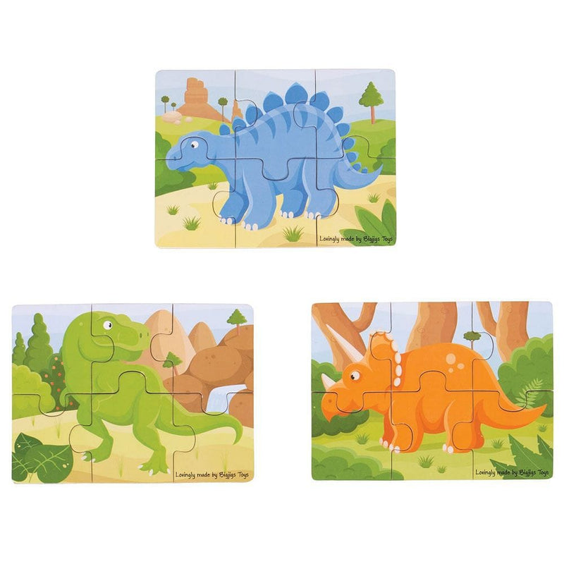 Dinosaur 6 Piece Puzzle - contains 3 Puzzles - Shelburne Country Store