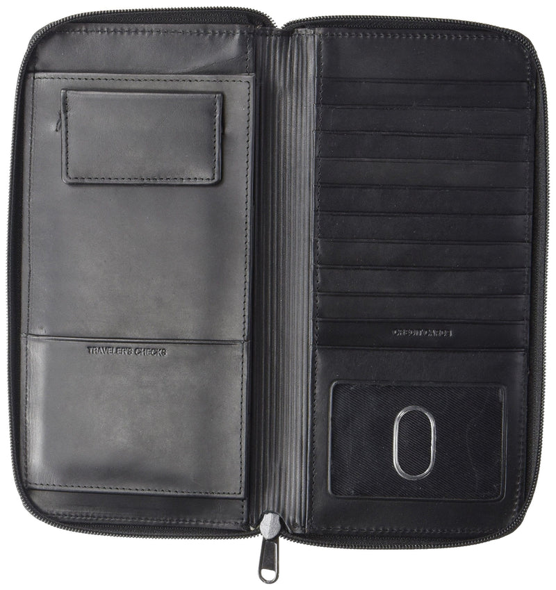 Dopp Men's Regatta Leather Zipper Passport Organizer Wallet, Black, One Size - Shelburne Country Store