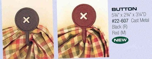 Curtain Hooks - Red Button Pair - Shelburne Country Store