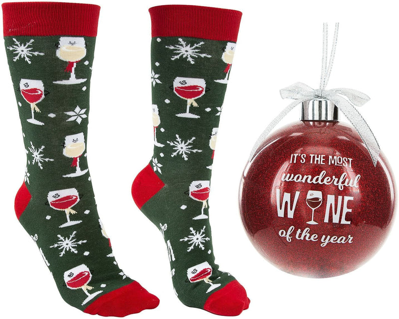 4" Ornament with Holiday Socks - It's the most wonderful wine of the year - Shelburne Country Store
