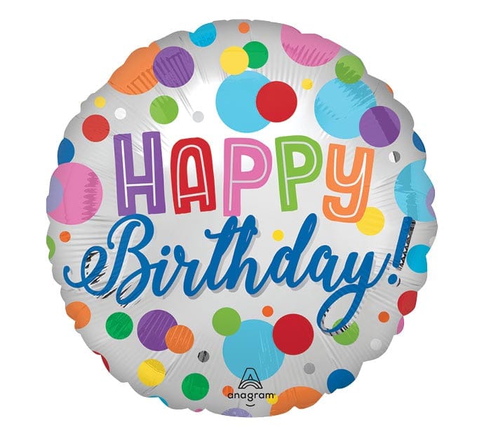 18" Happy Birthday Balloon With Dots - Shelburne Country Store