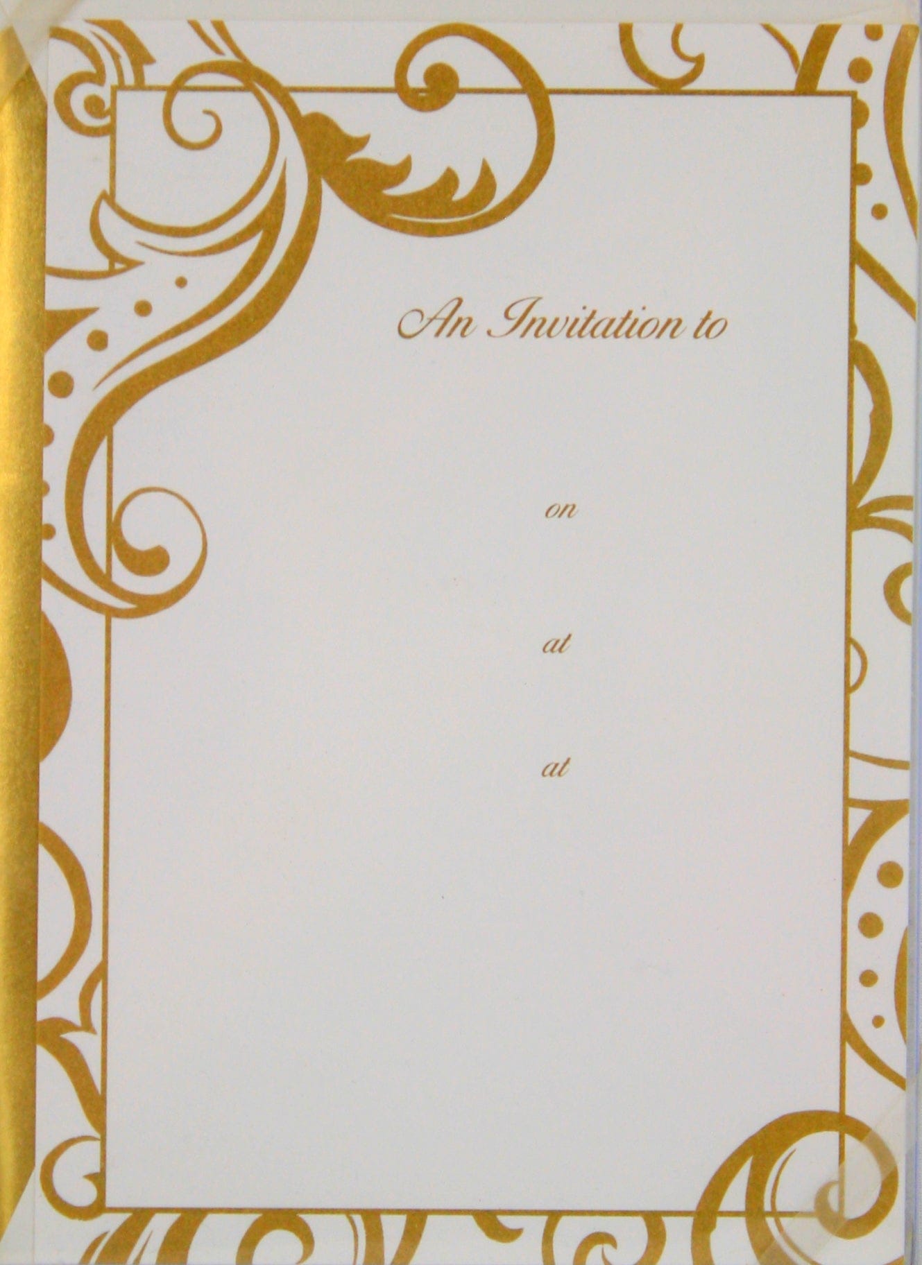 Embassy Filigree Gold Invites - Shelburne Country Store