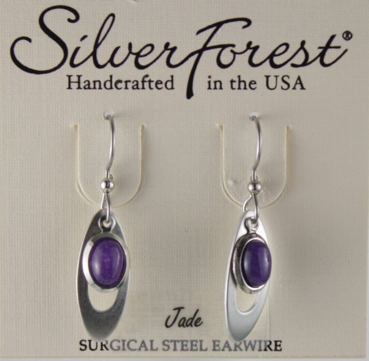 Open Oval with Purple Jade Stone Earrings - Shelburne Country Store
