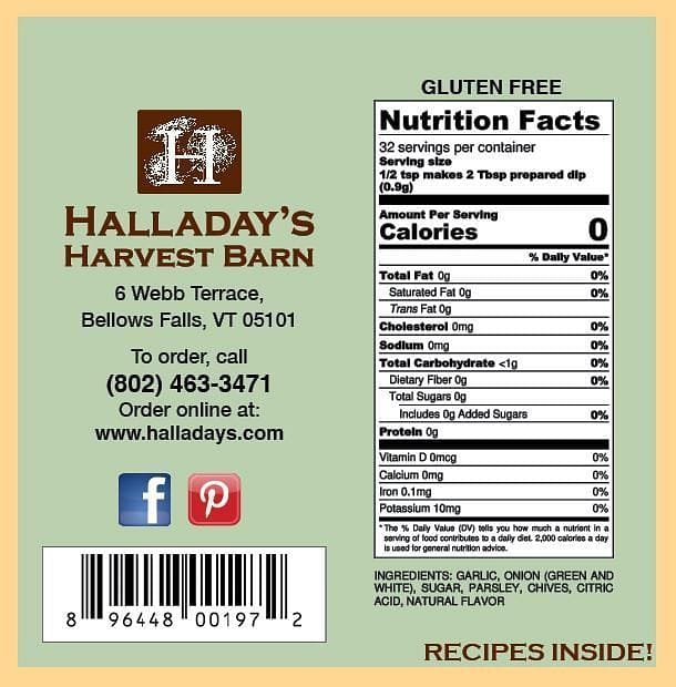 Halladays Garlic Herb Dip - Shelburne Country Store
