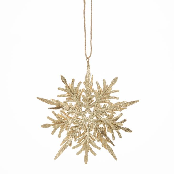 3D Glittered Metal Snowflake Ornament - Gold - Shelburne Country Store