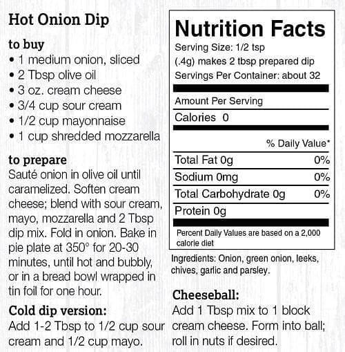 Halladays Caramelized Onion Artisan Dip Mix - Shelburne Country Store