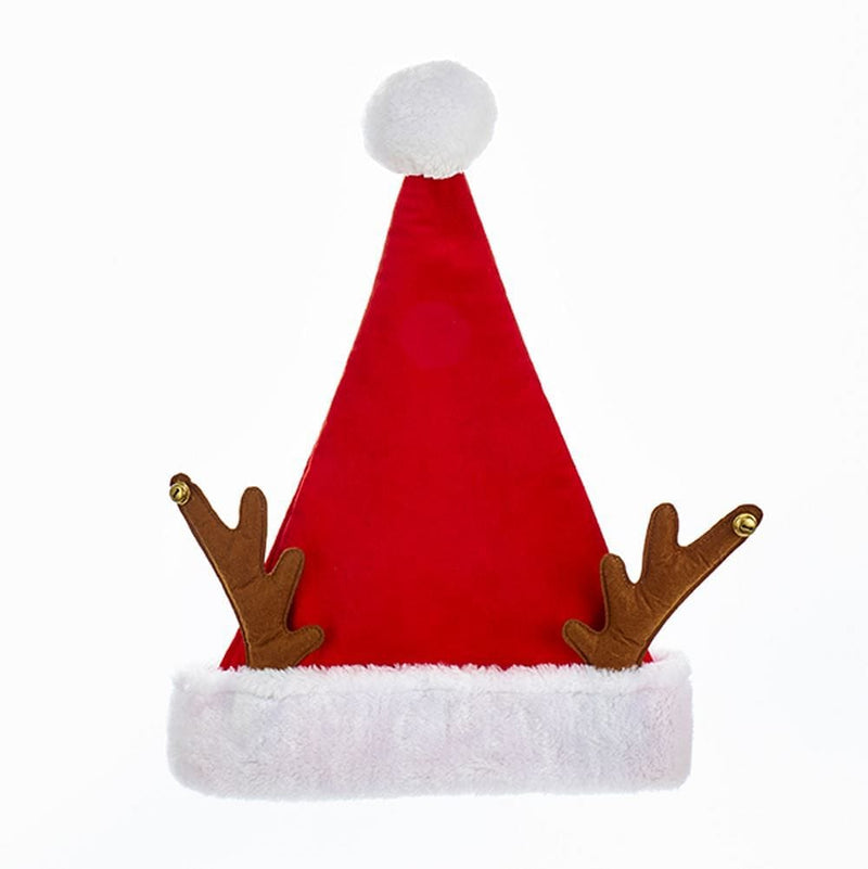 Red Velvet Santa Hat With Antlers - Shelburne Country Store