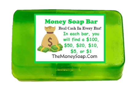 duck money soap: each bar contains a real us bill - up to $50 