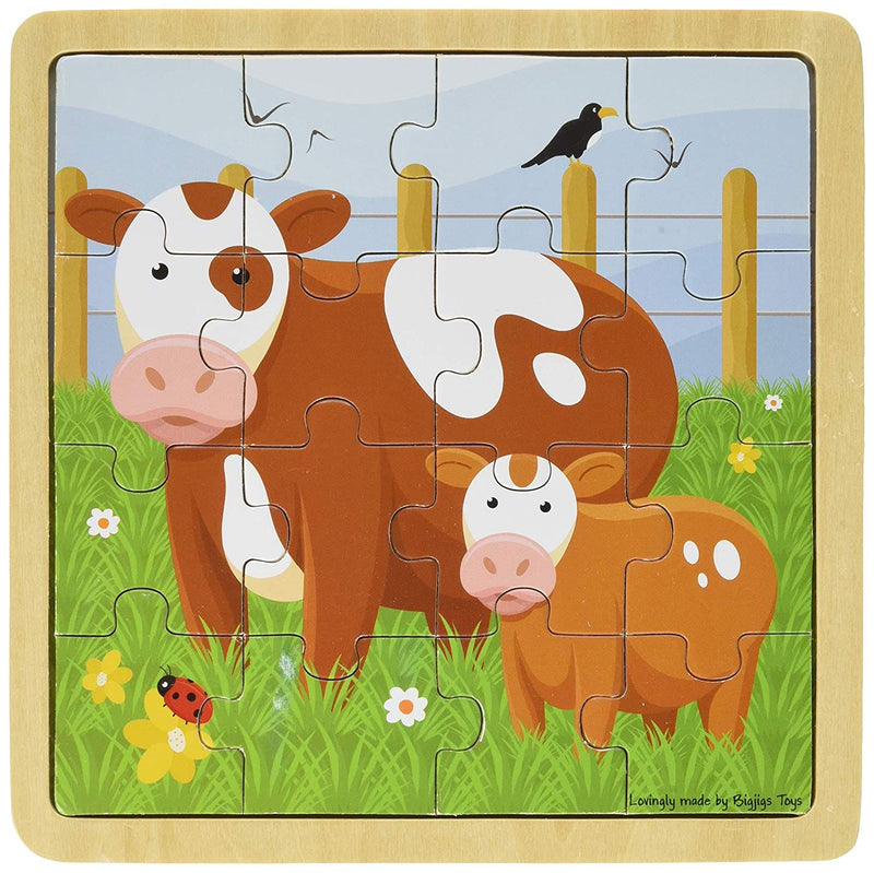 16 Piece Wooden Puzzle - Cow and Calf - Shelburne Country Store