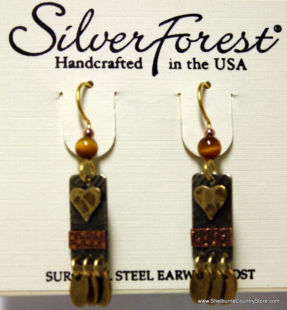 Heart On Rectangle With Oval Drop - Earring - Shelburne Country Store