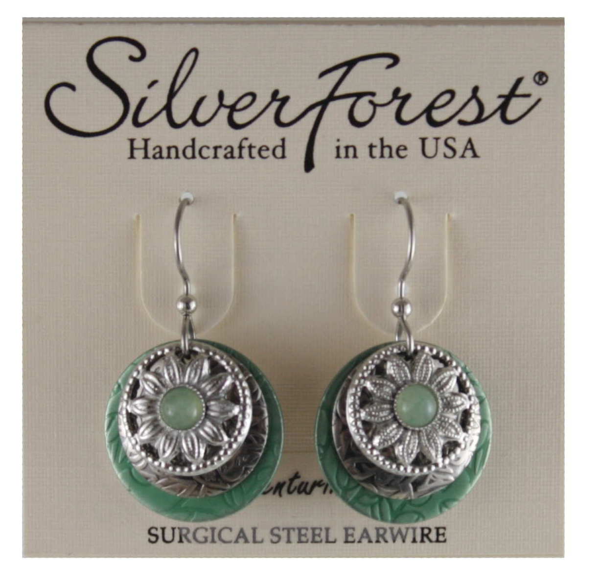 Silver Round Layers With Flower Earrings - Shelburne Country Store